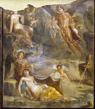 Pintura da Roma Antiga Pintura romana antiga com seres alados