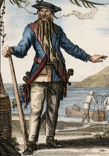 Gravura do s&eacute;culo XVIII do pirata Barba Negra