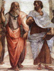 Platão com seu discípulo Aristóteles