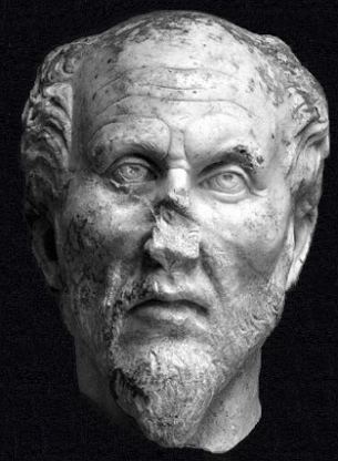 Escultura da cabeça do filósofo Plotino