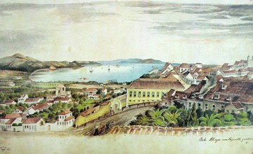 Pintura mostrando a cidade de Porto Alegre em 1852 Pintura mostrando a cidade de Porto Alegre em 1852