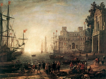 Porto da França Pintura de um porto francês do século XVII