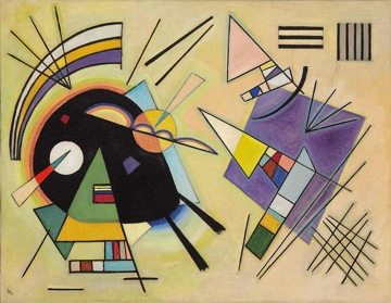 Pintura abstrata com rostos em violeta e preto