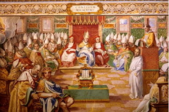 Pintura do século XVI retratando o primeiro Concílio de Niceia