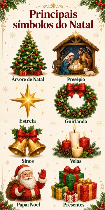 Ilustração mostrando os principais símbolos do Natal Ilustração mostrando os principais símbolos do Natal