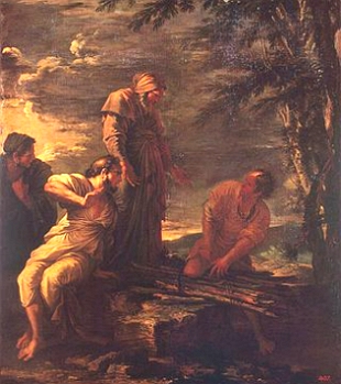 Pintura mostrando Protágoras conversando com Demócrito