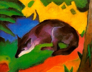 Pintura colorida de uma raposa