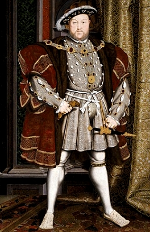 Pintura do rei Henrique VIII da Inglaterra com vestimenta nobre na cor vermelha
