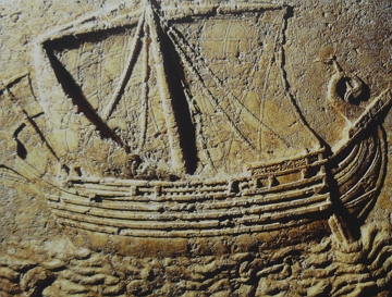 barco fenício relevo de um barco fenício