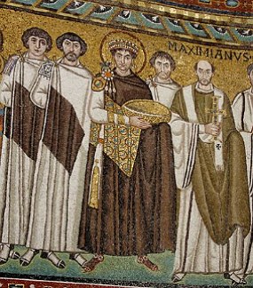 Mosaico mostrando religiosos da Idade Média