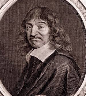 Pintura do rosto de filósofo René Descartes
