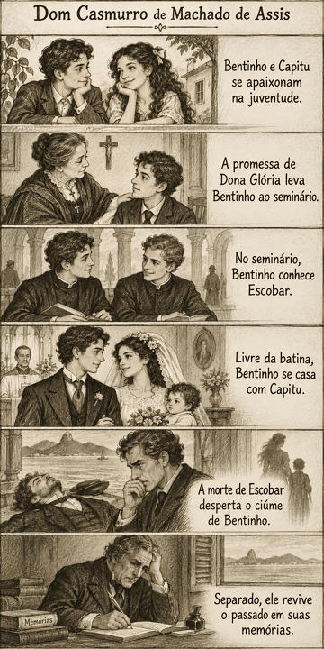Resumo ilustrado da obra Dom Casmurro Resumo ilustrado da obra Dom Casmurro