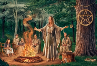 Ilustração de um ritual Wicca