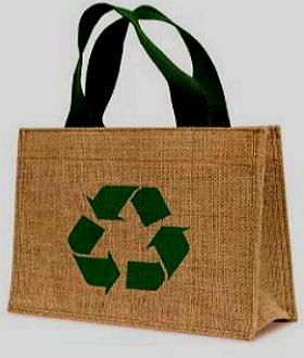 Foto de uma sacola reciclável e reutilizável