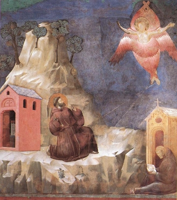 S&atilde;o Francisco recebendo os estigmas, pintura de Giotto