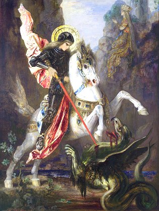 Pintura mostrando São Jorge e o dragão