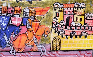 Segunda Cruzada Cruzados atacando a cidade de Damasco