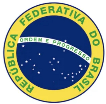 Selo Nacional do Brasil nas vers&otilde;es em preto e branco e colorida
