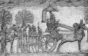 Senaqueribe liderando o exército contra a Babilônia