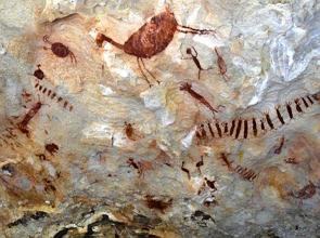 Pintura rupestre no sítio arqueológica da Serra da Capivara
