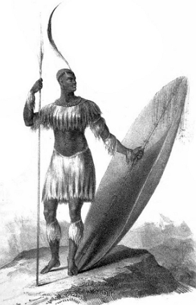 Pintura mostrando um rei guerreiro zulu