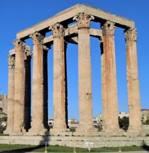 Colunas do templo de Zeus na Grécia