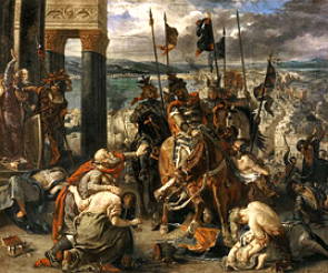 Pintura A tomada de Constantinopla pelos Cruzados de Delacroix