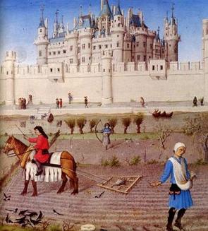 Pintura medieval retratando o trabalho dos servos nas terras do senhor Feudal