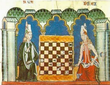 Xadrez na Idade Média Pintura medieval mostrando duas mulheres nobres jogando xadrez